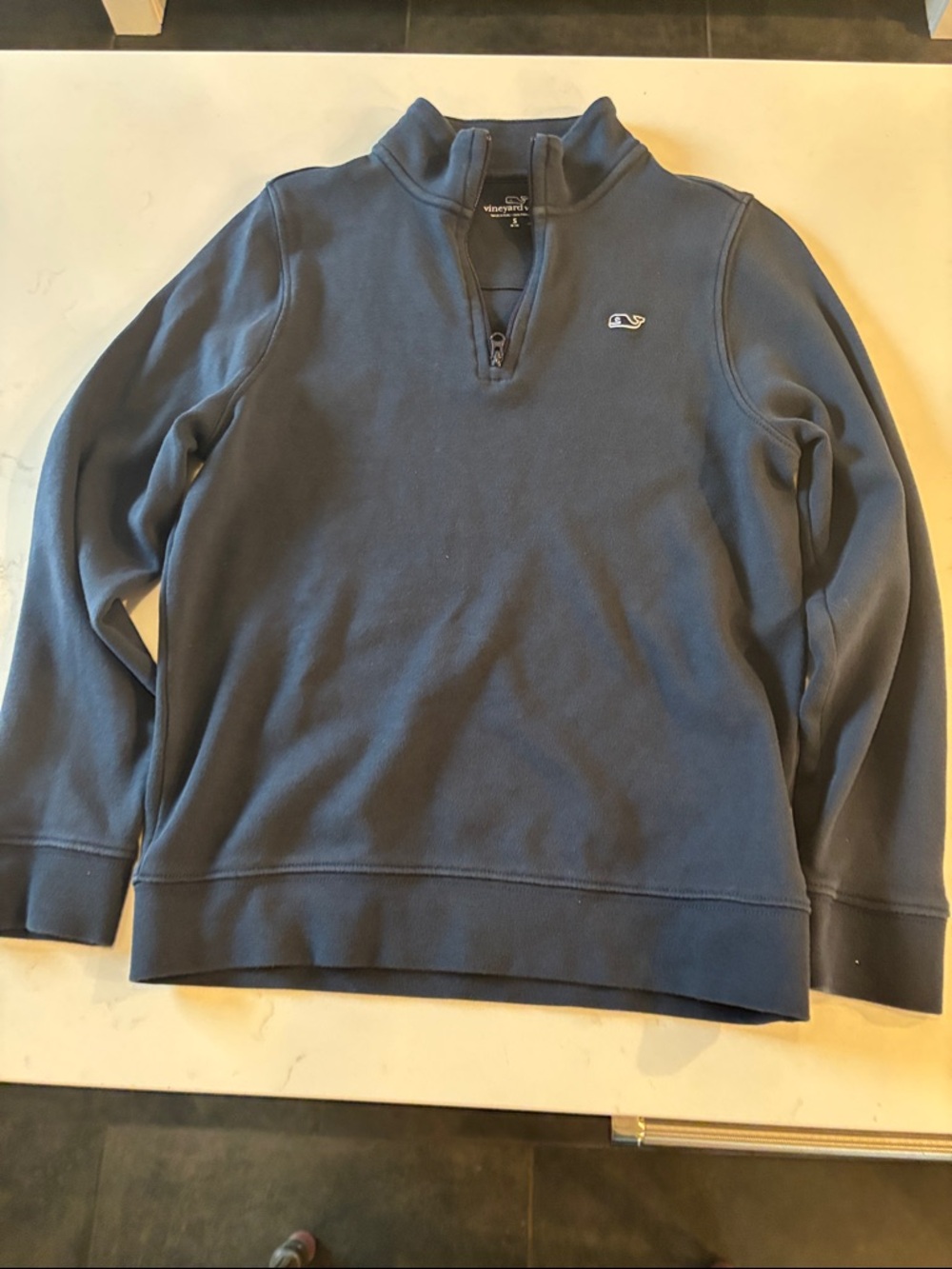 Vineyard Vines Boys 3/4 Zip Pullover Sweater - Navy Blue Size Small 8-10